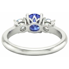 3 Stone Ring Round Prong Set Sapphire Natural Earth Mined Diamonds 5 Carats Gold Jewellery
