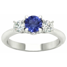 3 Stone Ring Round Prong Set Sapphire Natural Earth Mined Diamonds 5 Carats Gold Jewellery