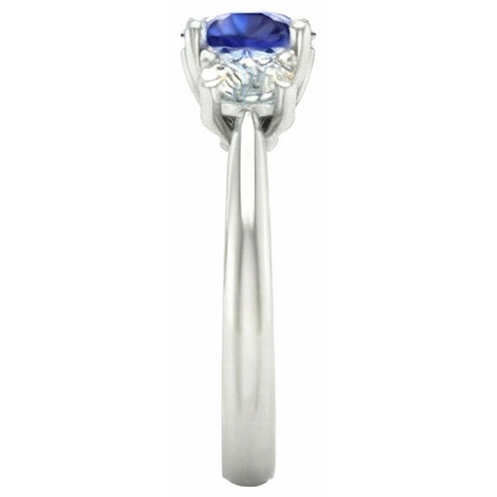 3 Stone Ring Round Prong Set Sapphire Natural Earth Mined Diamonds 5 Carats Gold Jewellery