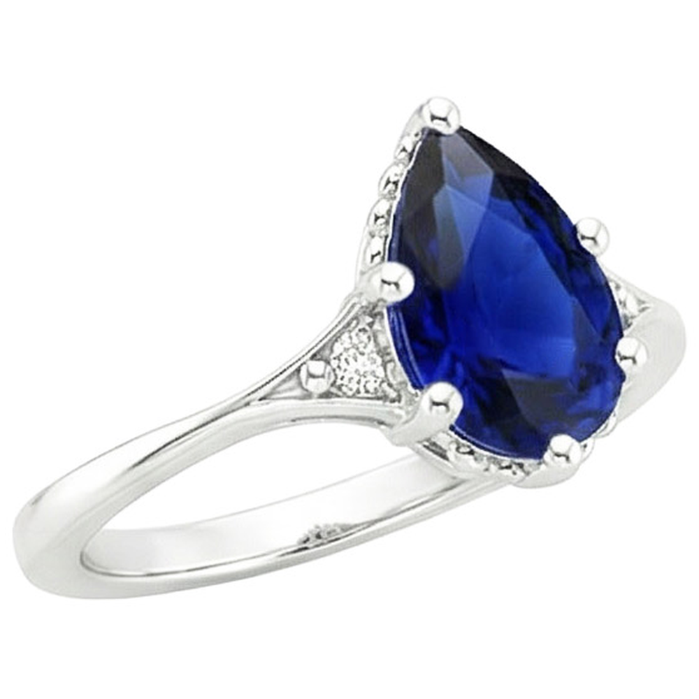 natural round sapphire 3.25ct ring close up detail