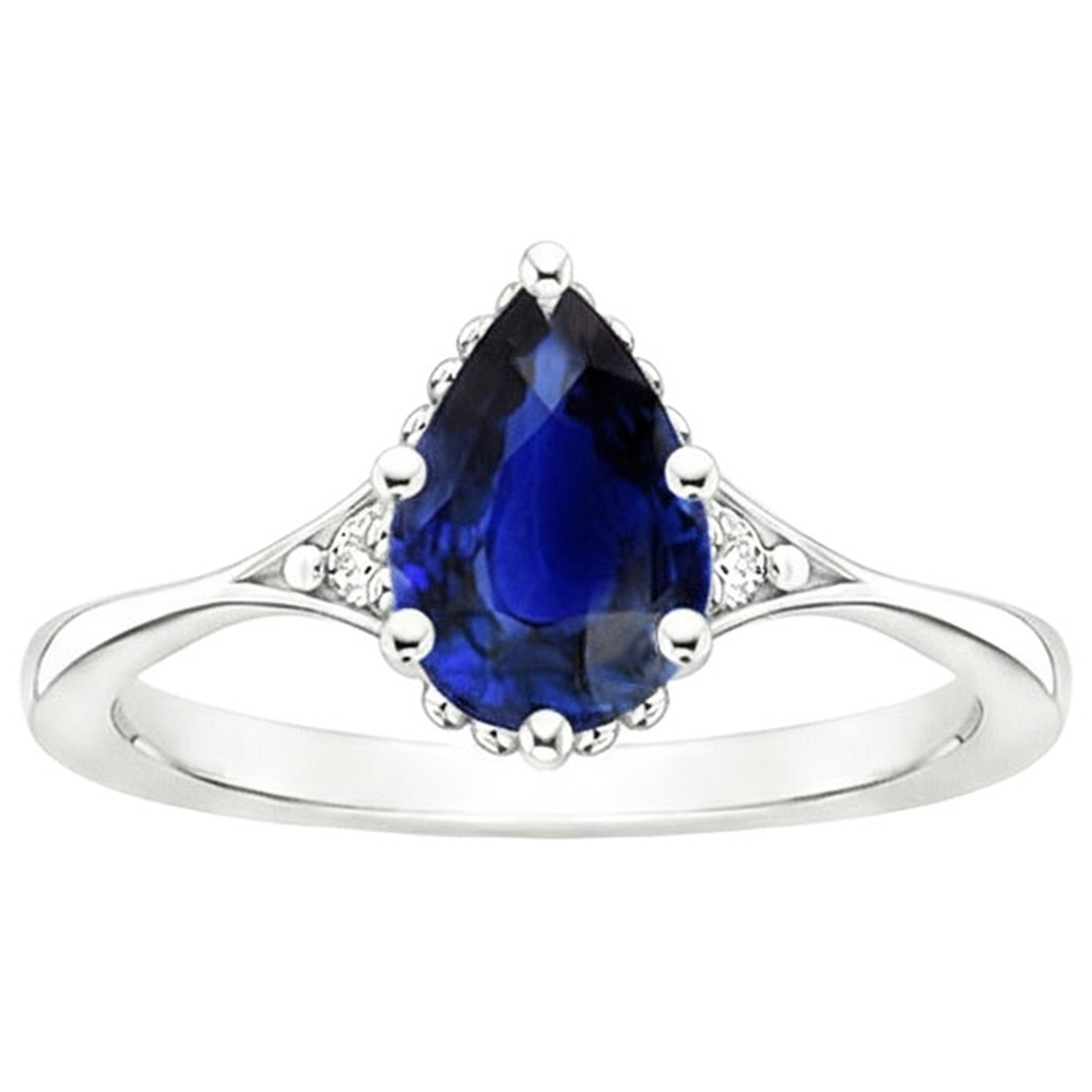 natural round sapphire 3.25ct ring profile view
