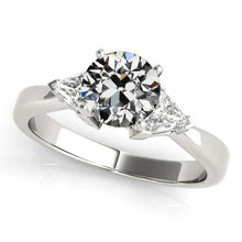 3 Stone Ring Trillion & Old Cut Real Diamond Jewelry 14K Gold 3.50 Carats