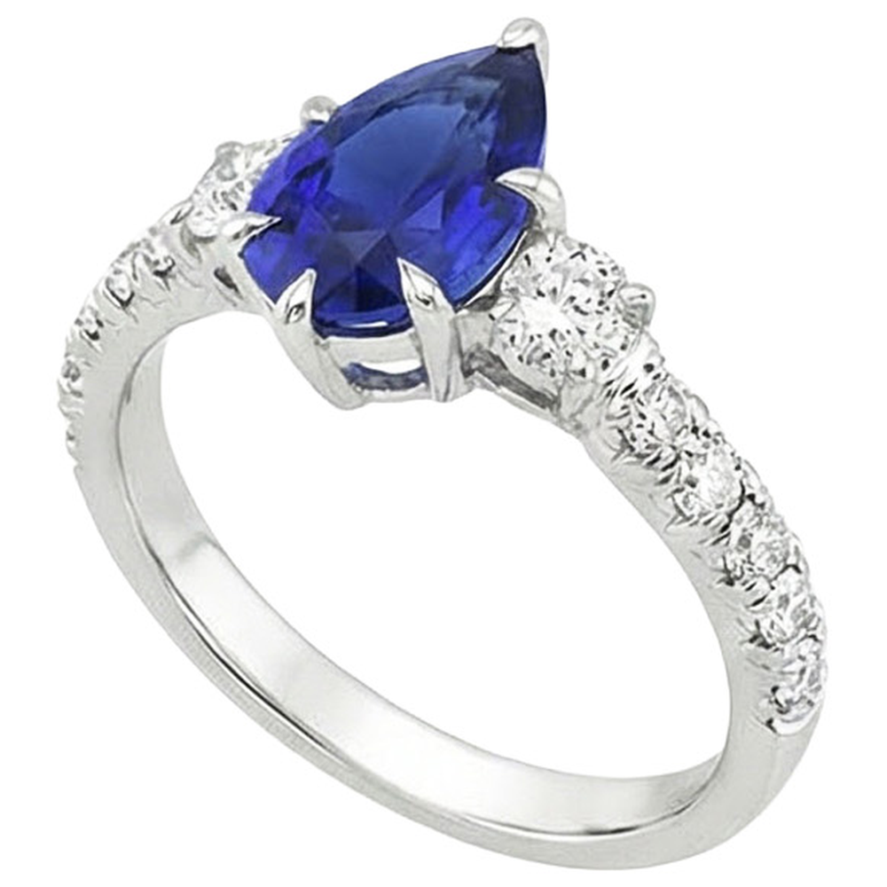 natural round sapphire 3.50ct ring side angle