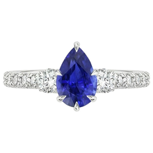 natural round sapphire 3.50ct ring profile view