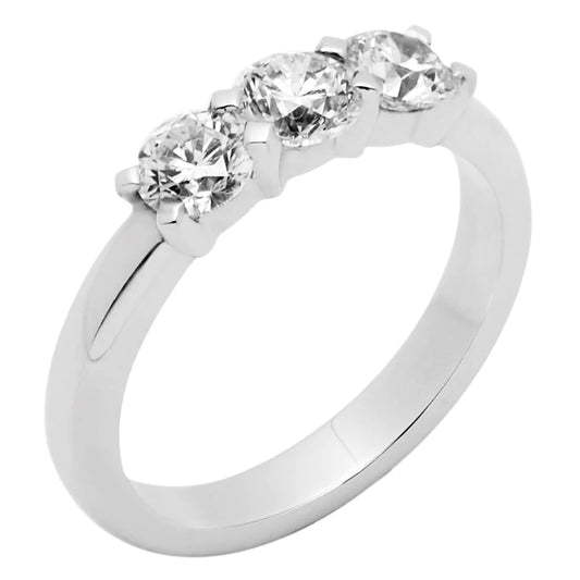 3 Stone Round Cut 2.25 Ct Real Diamonds Wedding Ring White Gold 14K
