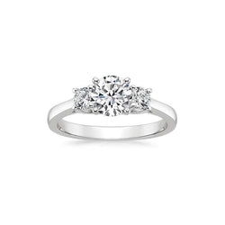 3 Stone Round Cut 3 Ct Real Diamonds Engagement Ring White Gold 14K