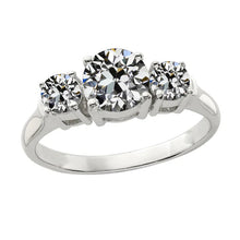 3 Stone Round Old Cut Natural Diamond Ring Basket Set 14K Gold 3.50 Carats