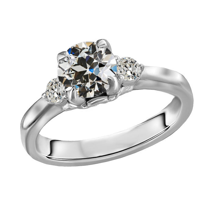 3 Stone Round Old Miner Diamond Real Anniversary Ring 3.50 Carats
