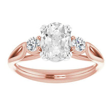 3 Stone Round & Oval Old Miner Genuine Diamond Ring Split Shank 5.75 Carats