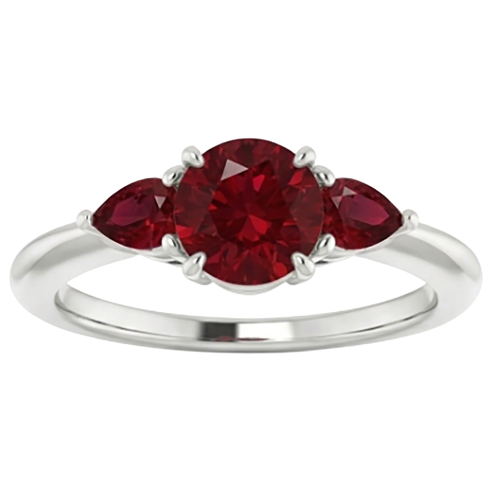 3 Stone Ruby Ring 1.50 Carats Prong Setting Ladies Jewellery
