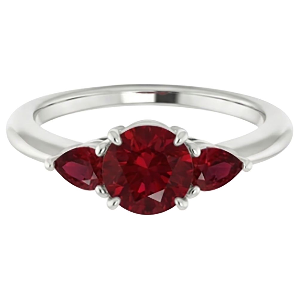 3 Stone Ruby Ring 1.50 Carats Prong Setting Ladies Jewellery