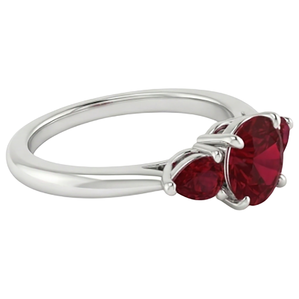 3 Stone Ruby Ring 1.50 Carats Prong Setting Ladies Jewellery