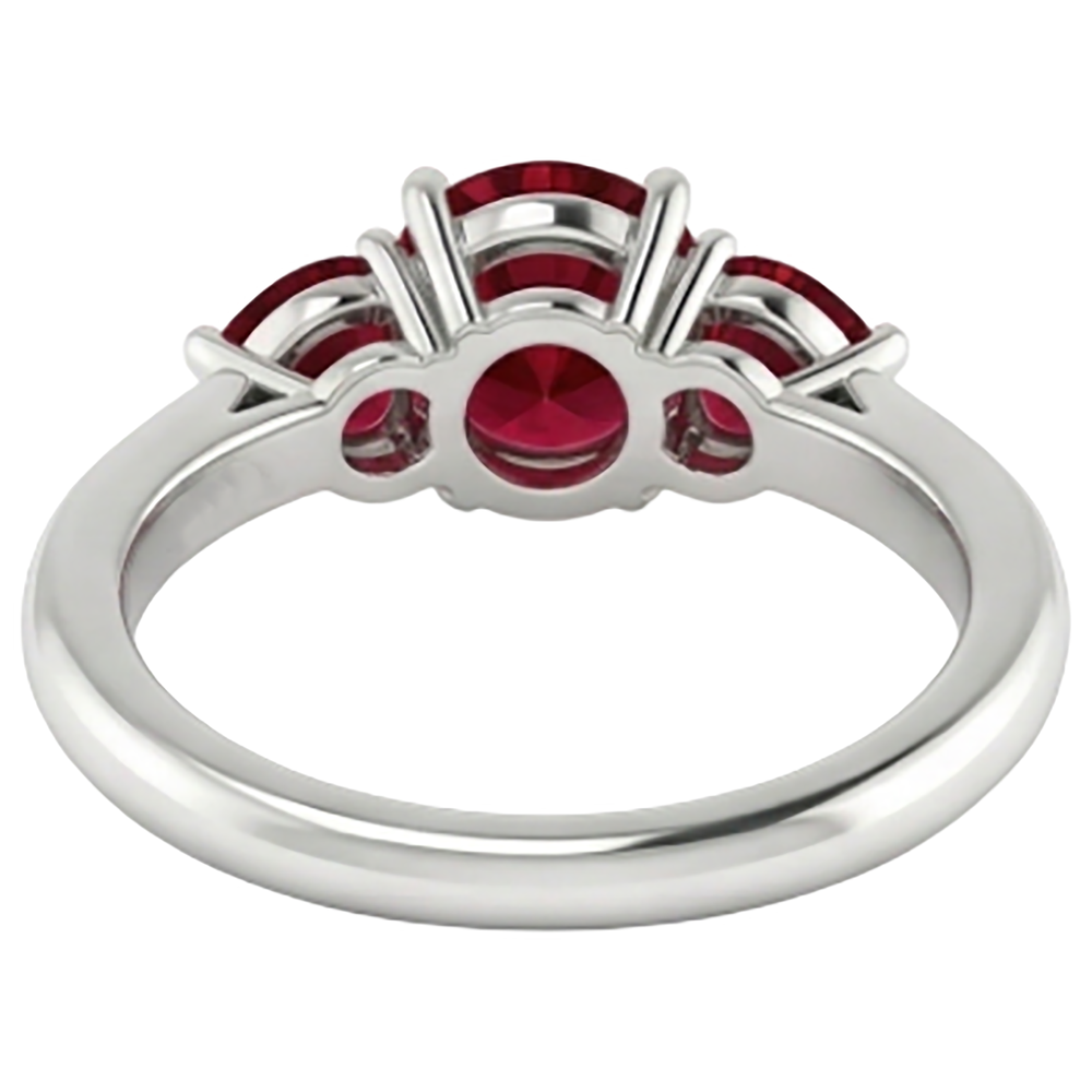 3 Stone Ruby Ring 1.50 Carats Prong Setting Ladies Jewellery
