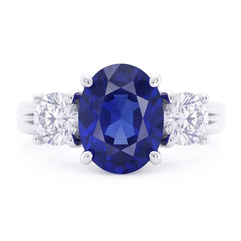 3 Stone Sapphire And Natural Earth Mined DIAMOND ( NOT LAB GROWN )s Ring Anniversary 14K Gold