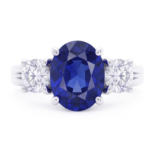3 Stone Sapphire And Natural Earth Mined DIAMOND ( NOT LAB GROWN )s Ring Anniversary 14K Gold