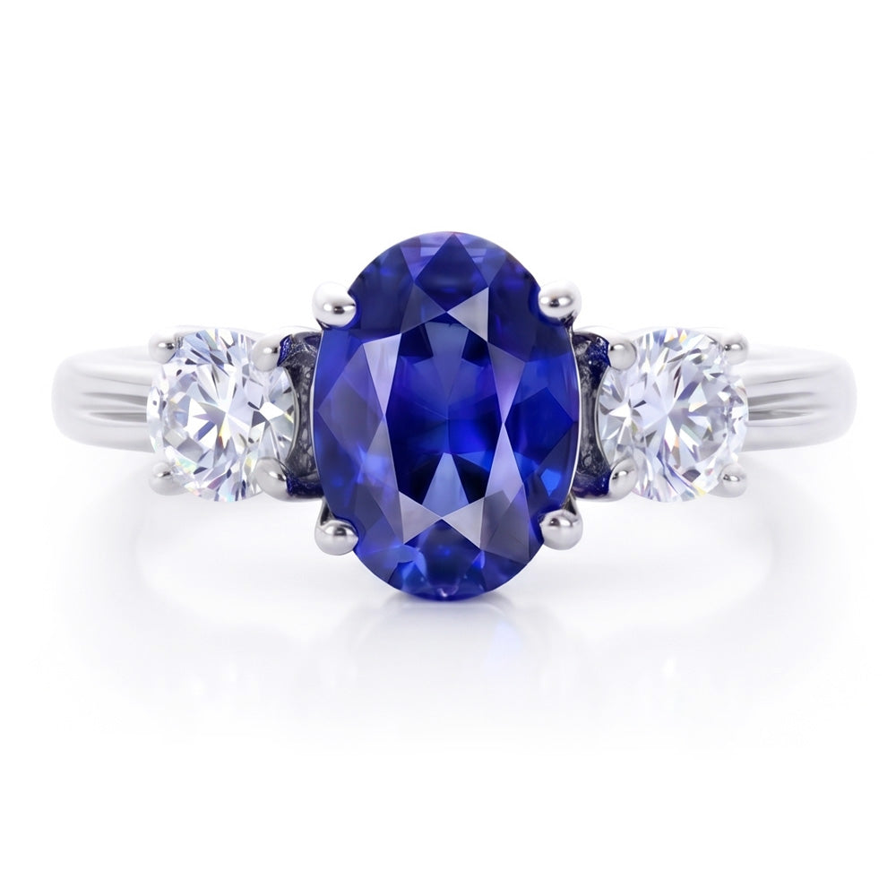 3 Stone Sapphire And Natural Earth Mined DIAMOND ( NOT LAB GROWN )s Ring Anniversary 14K Gold