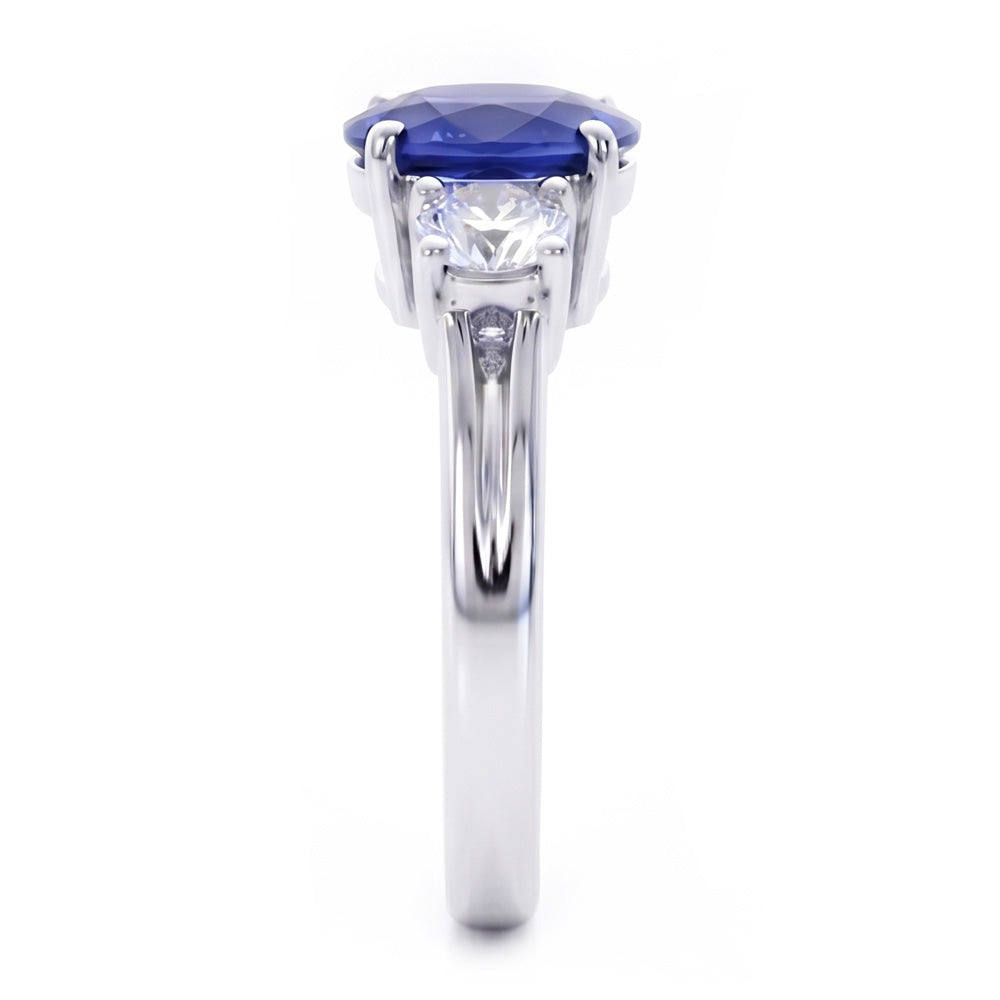 3 Stone Sapphire And Natural Earth Mined DIAMOND ( NOT LAB GROWN )s Ring Anniversary 14K Gold