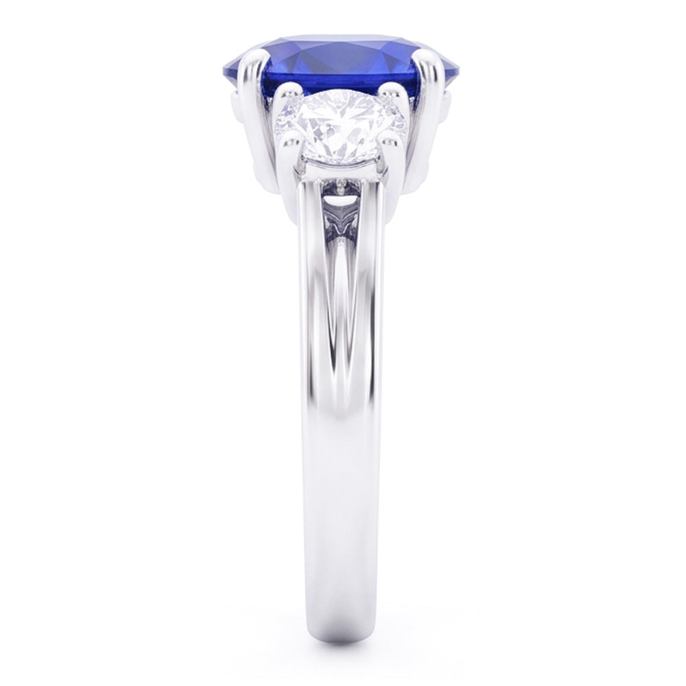 3 Stone Sapphire And Natural Earth Mined DIAMOND ( NOT LAB GROWN )s Ring Anniversary 14K Gold