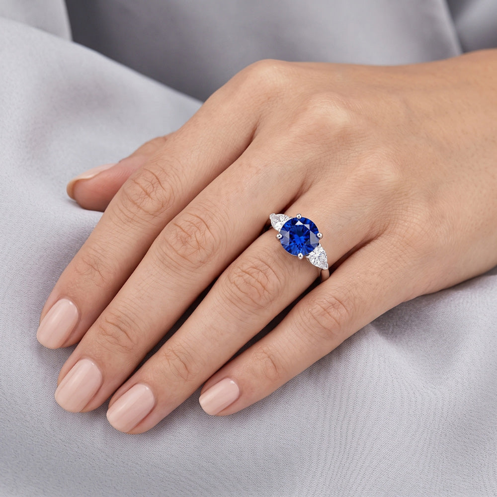 3 Stone Sapphire Engagement Ring