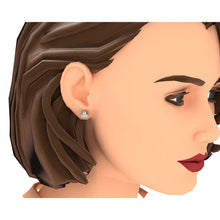 3 Stone Small Real Diamond Stud Earrings 0.85 Carats