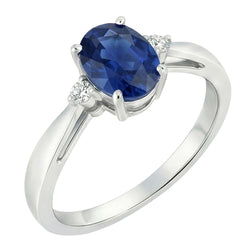 3 Stone Sri Lanka Blue Sapphire & Natural Earth Mined DIAMOND ( NOT LAB GROWN ) Ring 3.20 Carats New