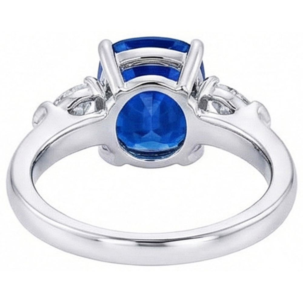 natural cushion sapphire 3.25ct ring profile view