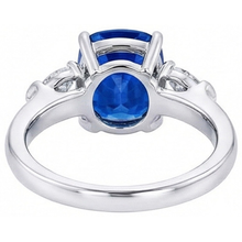 natural cushion sapphire 3.25ct ring profile view