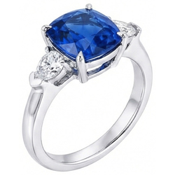 Natural Sapphire Ring 3.25ct - White Gold 14K