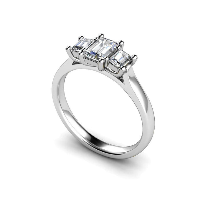 3 Stone Style 1.75 Carats Real Diamonds Engagement Ring 14K White Gold