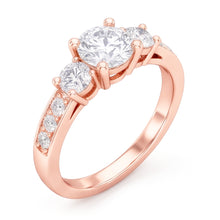 3 Stone Style 2.80 Carats Natural Earth Mined Diamonds Wedding Ring Rose Gold 14K