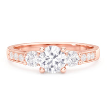 3 Stone Style 2.80 Carats Natural Earth Mined Diamonds Wedding Ring Rose Gold 14K