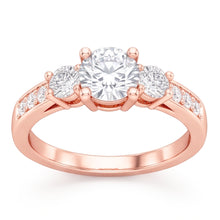 3 Stone Style 2.80 Carats Natural Earth Mined Diamonds Wedding Ring Rose Gold 14K