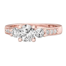 3 Stone Style 2.80 Carats Natural Earth Mined Diamonds Wedding Ring Rose Gold 14K