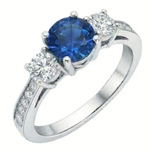 natural round sapphire 3.80ct ring side angle