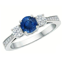 natural round sapphire 3.80ct ring profile view