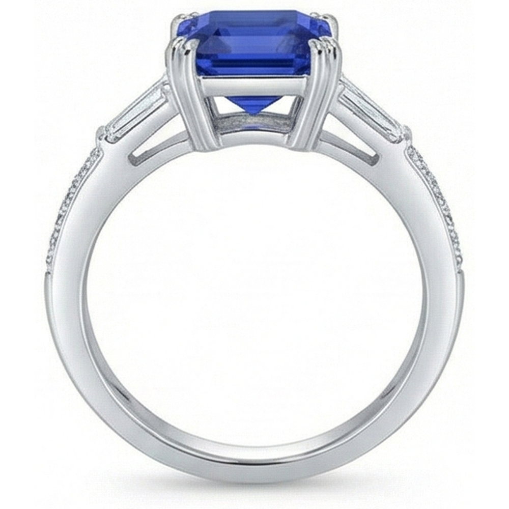 natural round sapphire 3ct ring profile view