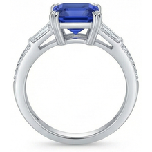 natural round sapphire 3ct ring profile view