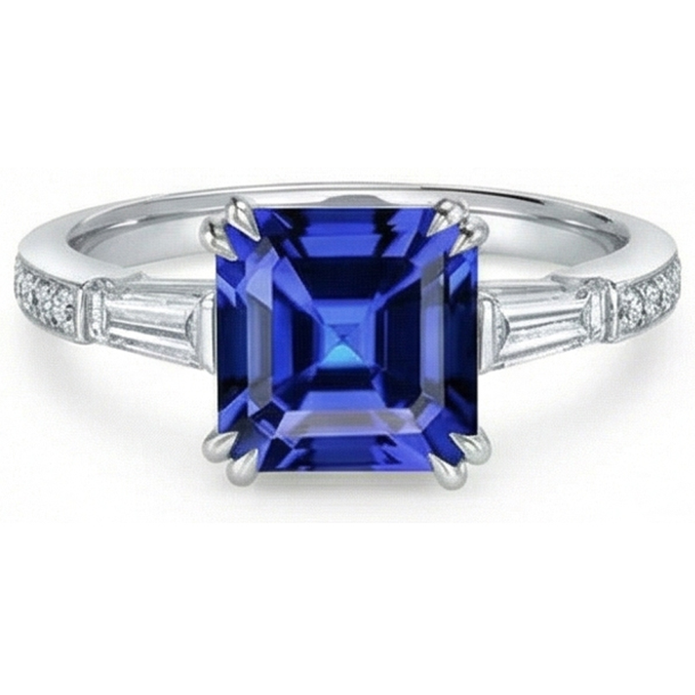 natural round sapphire 3ct ring side angle