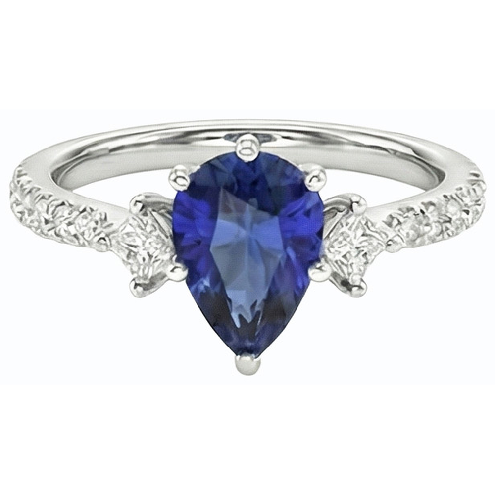 natural round sapphire 2.50ct ring close up detail