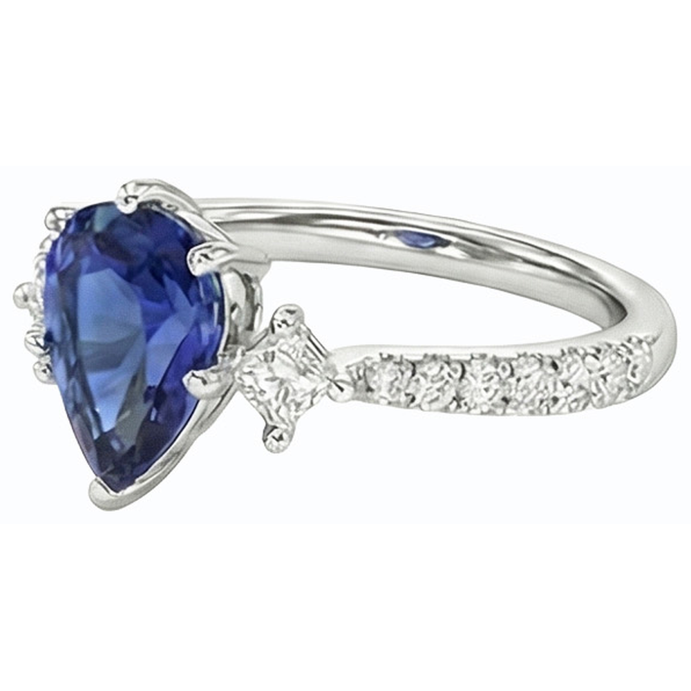 natural round sapphire 2.50ct ring profile view