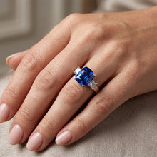 3 Stone Style Ceylon Sapphire & Natural Earth Mined DIAMOND ( NOT LAB GROWN )s 4.01 Ct. Ring White Gold 14K