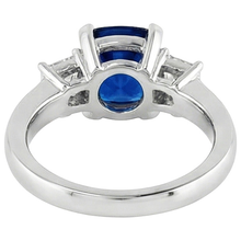 3 Stone Style Ceylon Sapphire & Natural Earth Mined DIAMOND ( NOT LAB GROWN )s 4.01 Ct. Ring White Gold 14K