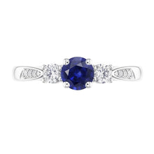 3 Stone Style Gemstone Ring Round Sri Lankan Sapphire 2 Carats