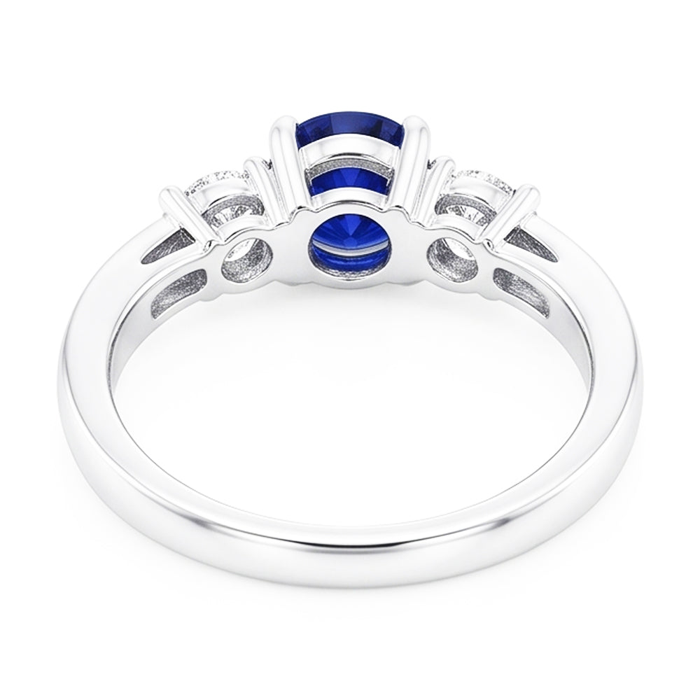 3 Stone Style Gemstone Ring Round Sri Lankan Sapphire 2 Carats