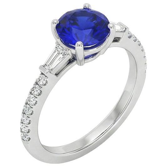 natural round sapphire 5ct ring front view