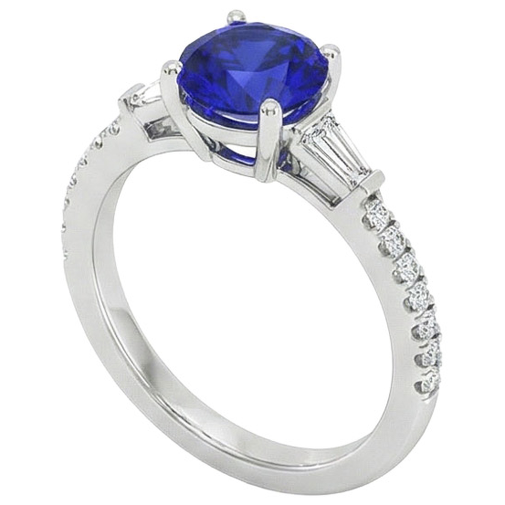 natural round sapphire 5ct ring close up detail