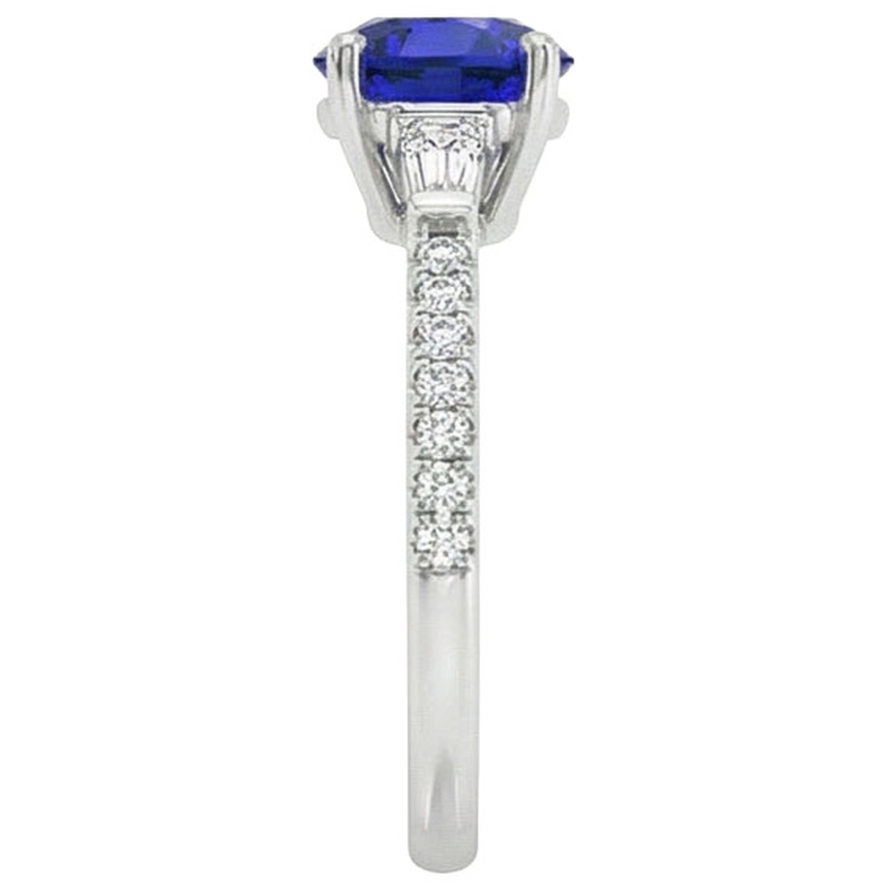 natural round sapphire 5ct ring profile view