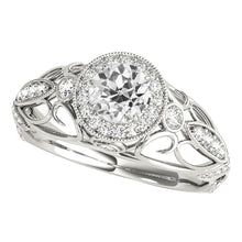 3 Stone Style Halo Ring Round Real Old Mine Cut Diamonds 3.75 Carats Milgrain