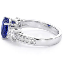 3 Stone Style Heart Sapphire Ring Princess & Round Natural Earth Mined Diamonds 3 Carats