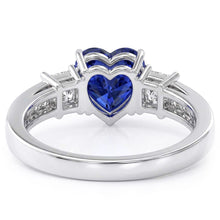 3 Stone Style Heart Sapphire Ring Princess & Round Natural Earth Mined Diamonds 3 Carats